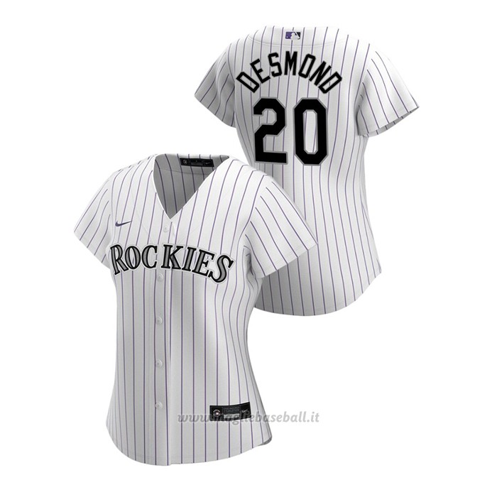 Maglia Baseball Donna Colorado Rockies Ian Desmond 2020 Replica Primera Bianco